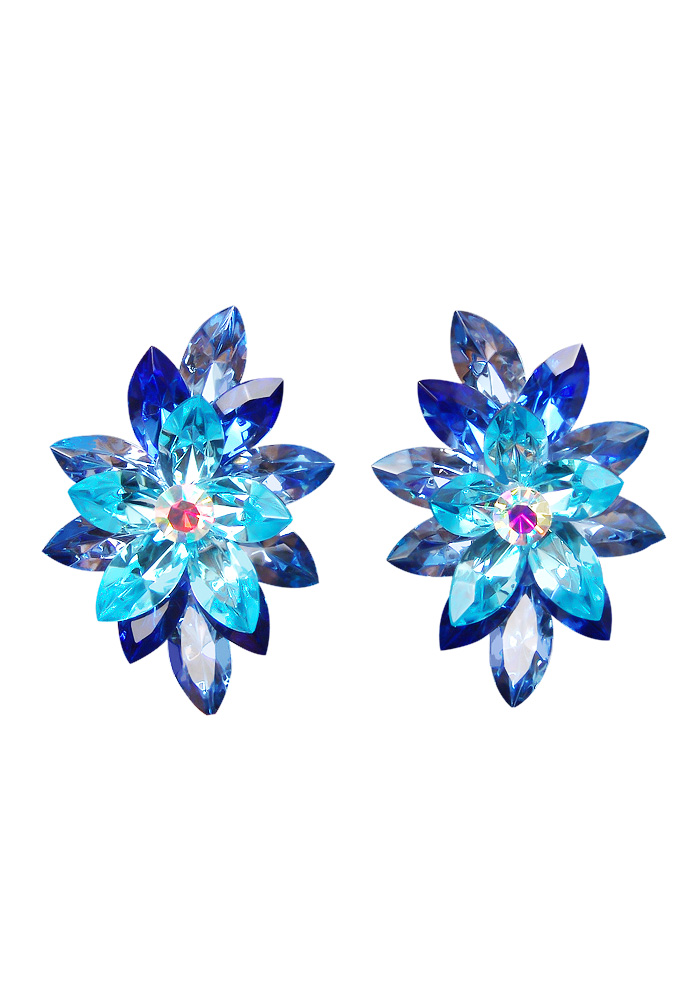 Rhinestone Earring CH01 SPAQLS-Sapphire / Aquamarine / Lt. Sapphire