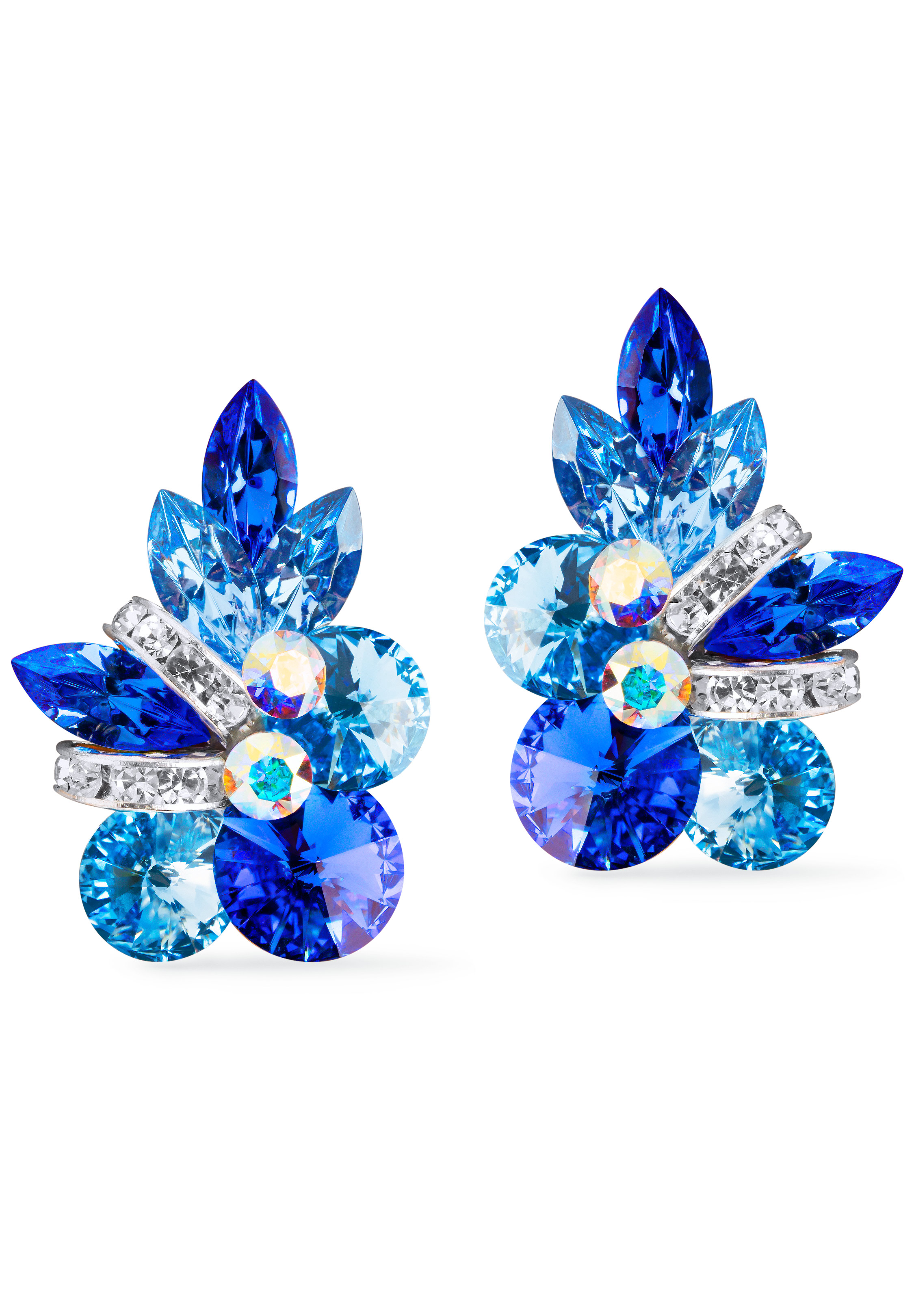 Rhinestone Earring CH02 SPAQ-Sapphire / Aquamarine