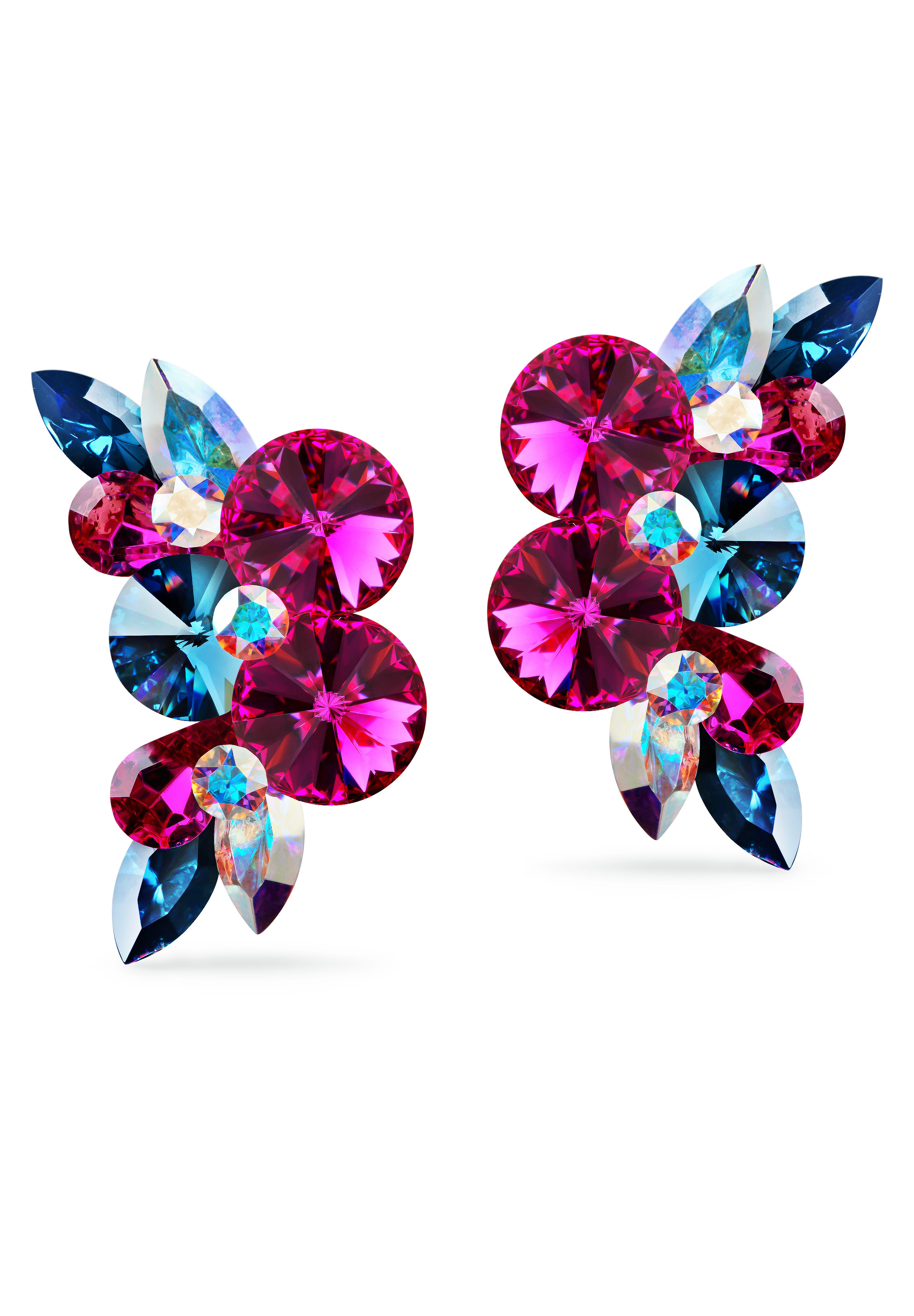 Rhinestone Earring CH22 FCCB-Fuchsia / Capri Blue