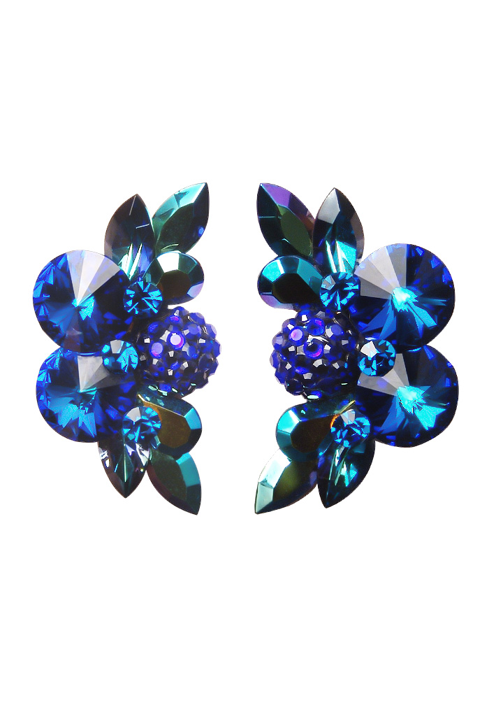 Rhinestone Earring CH27 CTJTAB-Cobalt / Jet AB