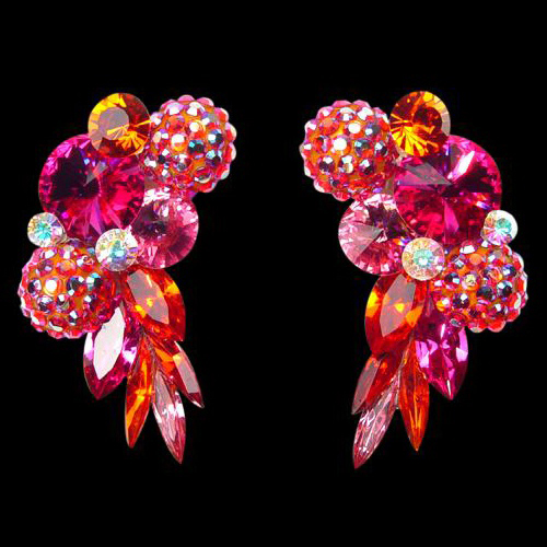 Rhinestone Earring CH69 HCFC-Hyacinth / Fuchsia