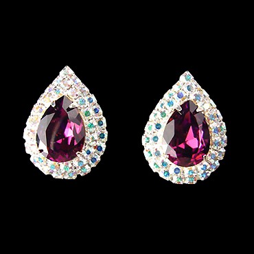 Rhinestone Earring E880183 AM-Amethyst