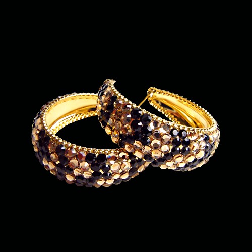 Rhinestone Earring HE/L CRJT-Citrine / Jet