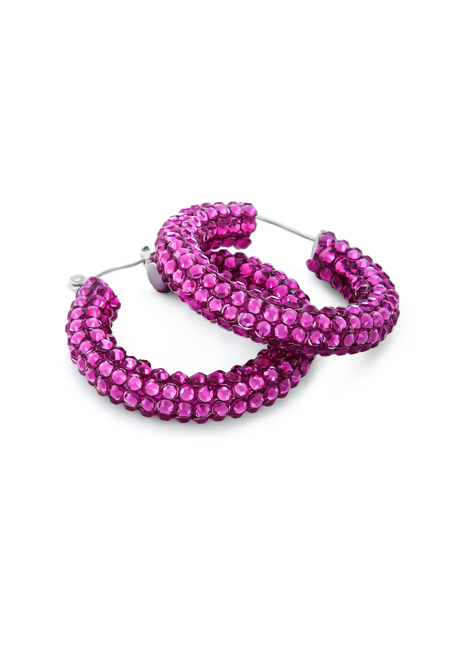 Shaina Rhinestone Hoop Earrings HE/XS PE Fuchsia-Fuchsia