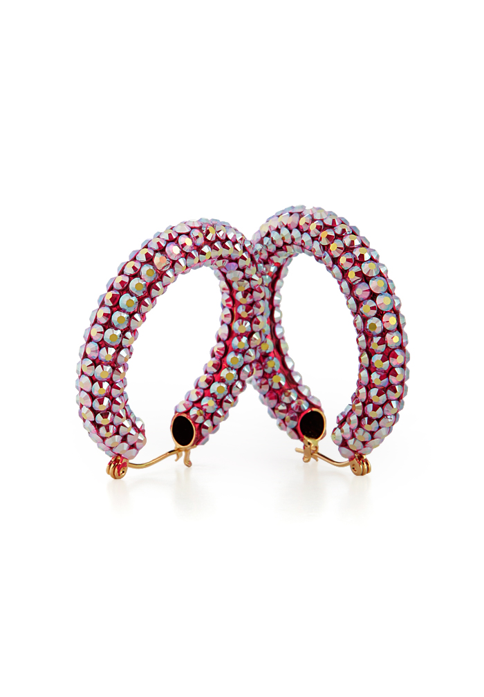Shaina Rhinestone Hoop Earrings HE/XS PE Fuchsia AB-Fuchsia AB
