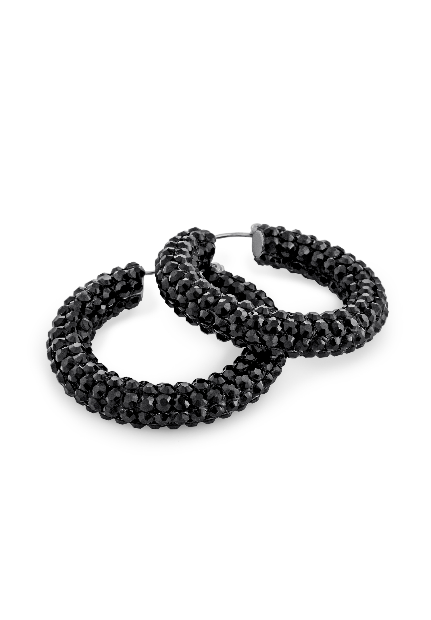 Shaina Rhinestone Hoop Earrings HE/XS PE Jet-Jet