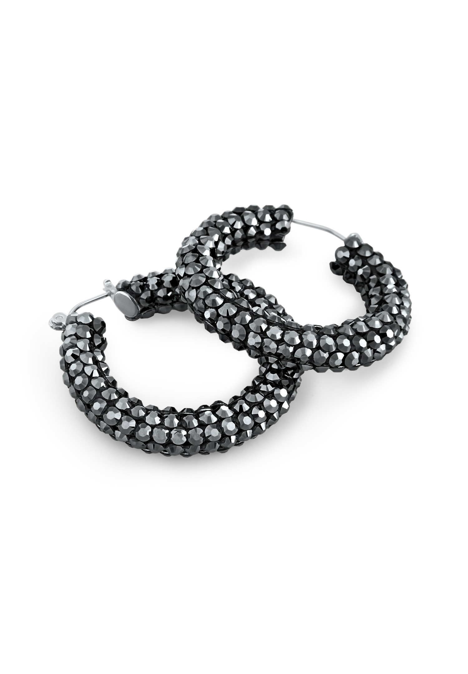 Shaina Rhinestone Hoop Earrings HE/XS PE Jet Hematite-Jet Hematite