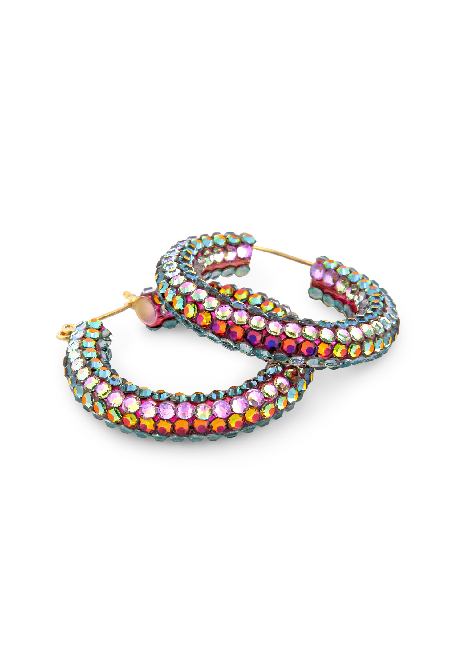 Shaina Rhinestone Hoop Earrings HE/XS PE Volcano-Volcano