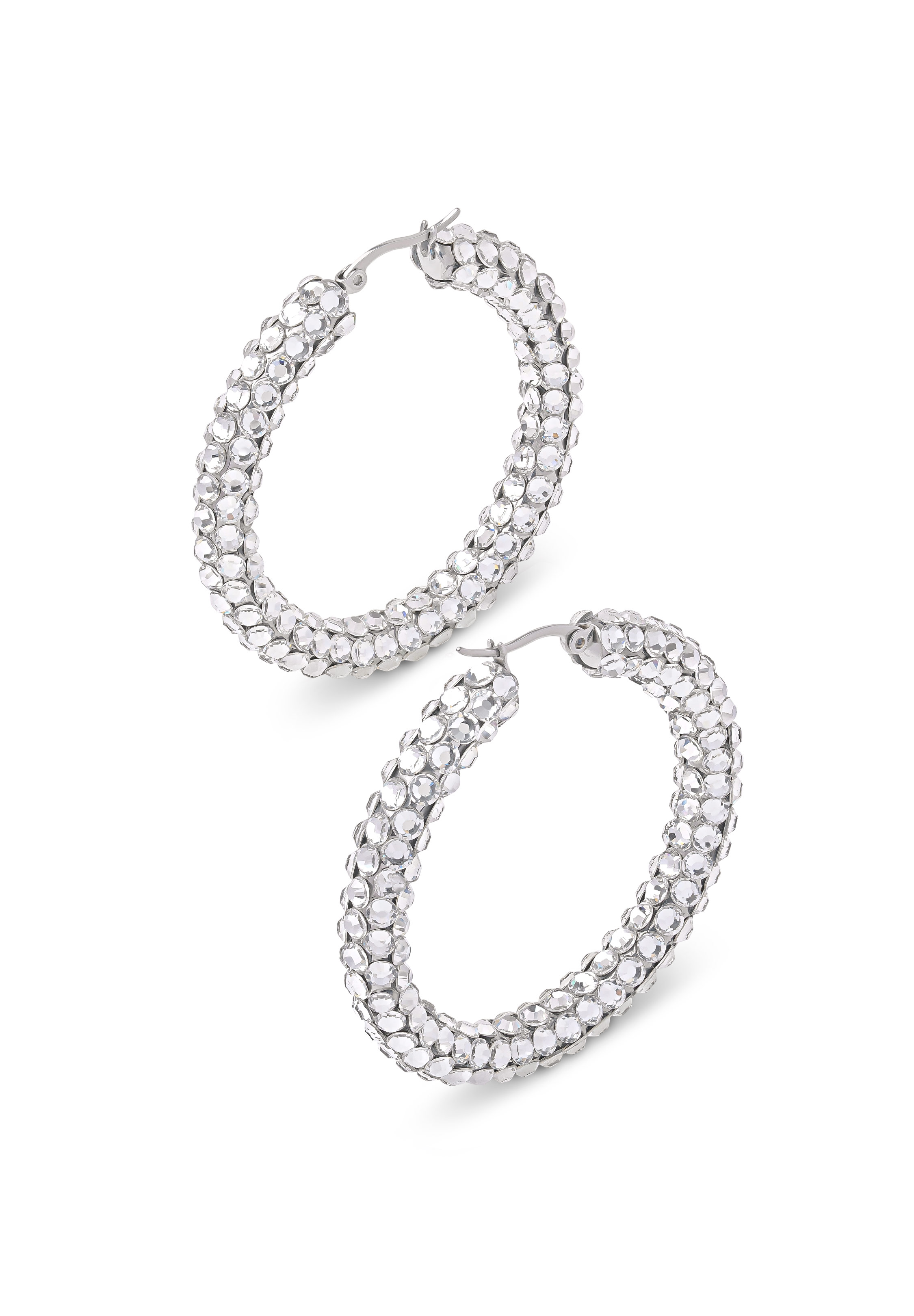 Euphoric Shine Hoop Earrings-L (2 x 2 inch)-Crystal