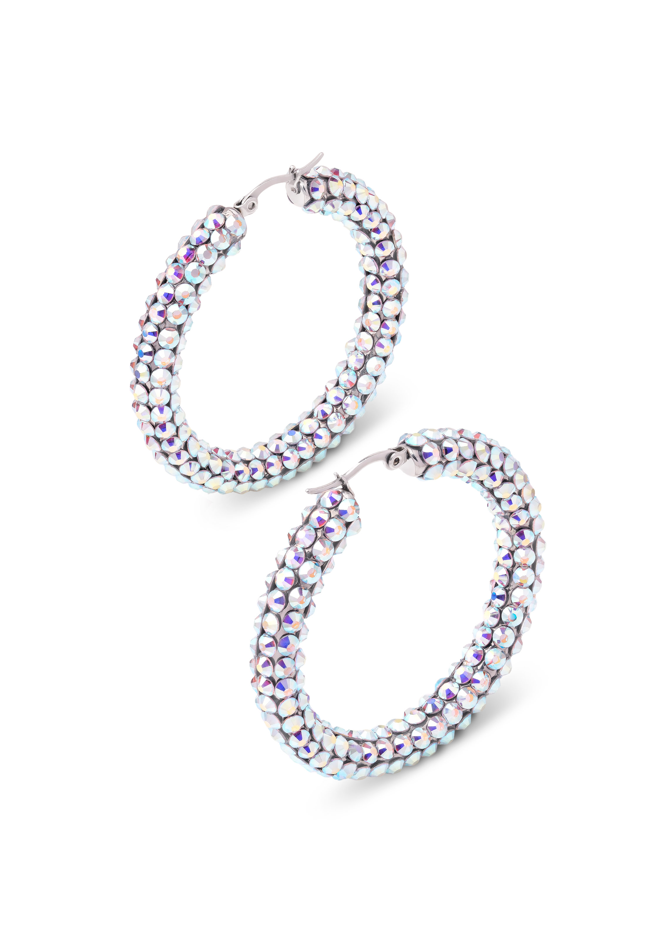 Euphoric Shine Hoop Earrings-L (2 x 2 inch)-Crystal AB