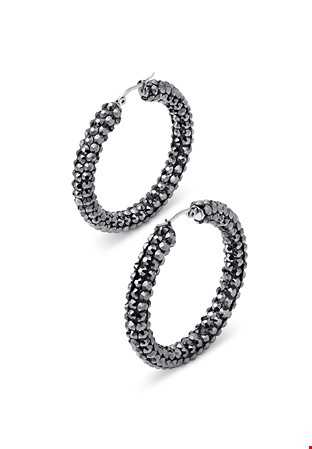 Euphoric Shine Hoop Earrings-L (2 x 2 inch)-Jet Hematite