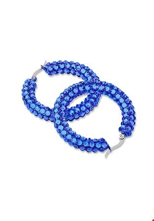 Euphoric Shine Hoop Earrings-M (1.7 x 1.7 inch)-Sapphire