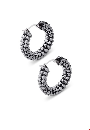 Euphoric Shine Hoop Earrings-S (1.25 x 1.25 inch)-Jet Hematite