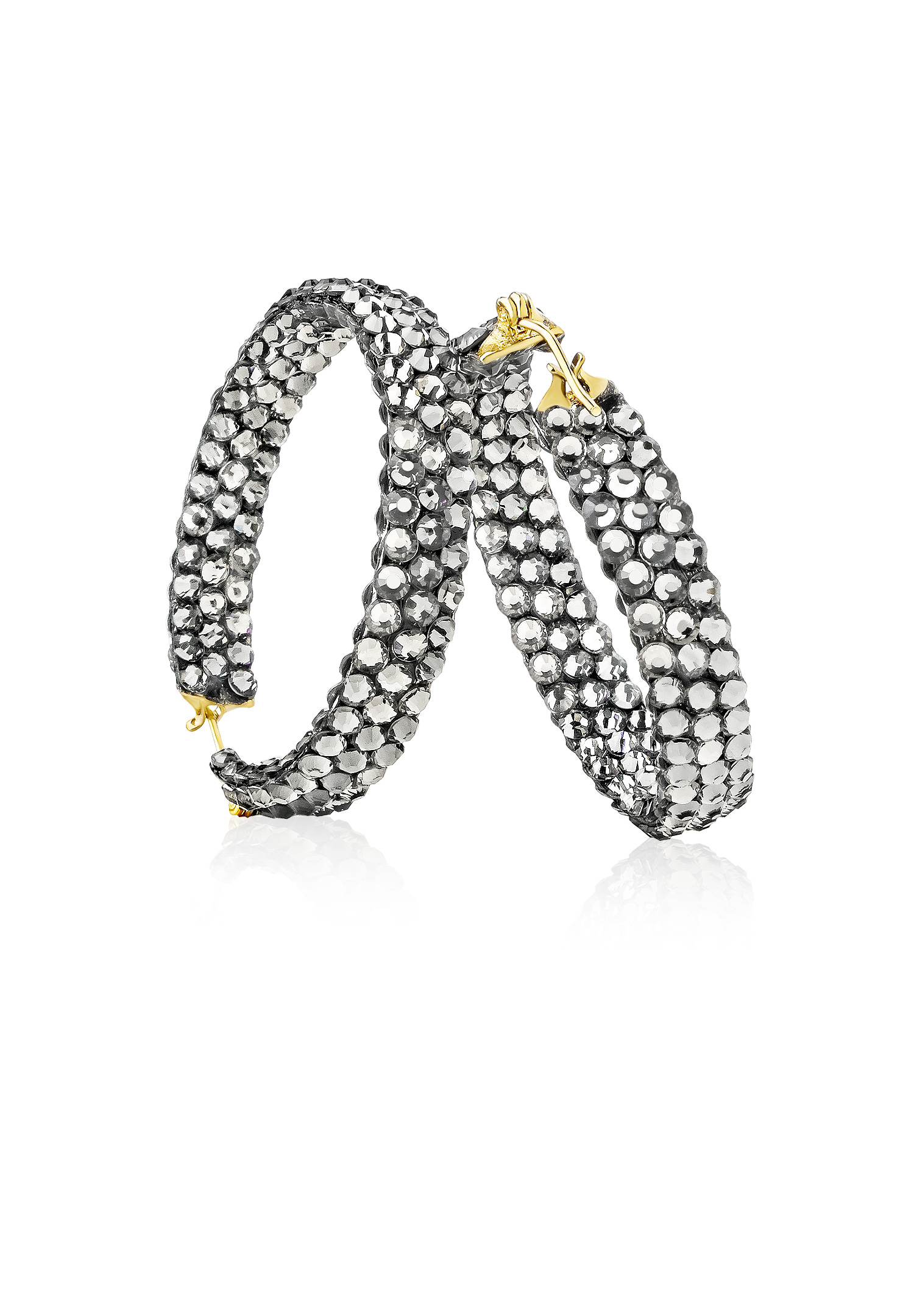Hermosa Crystal Hoop Earrings JC3R Black Diamond-Black Diamond