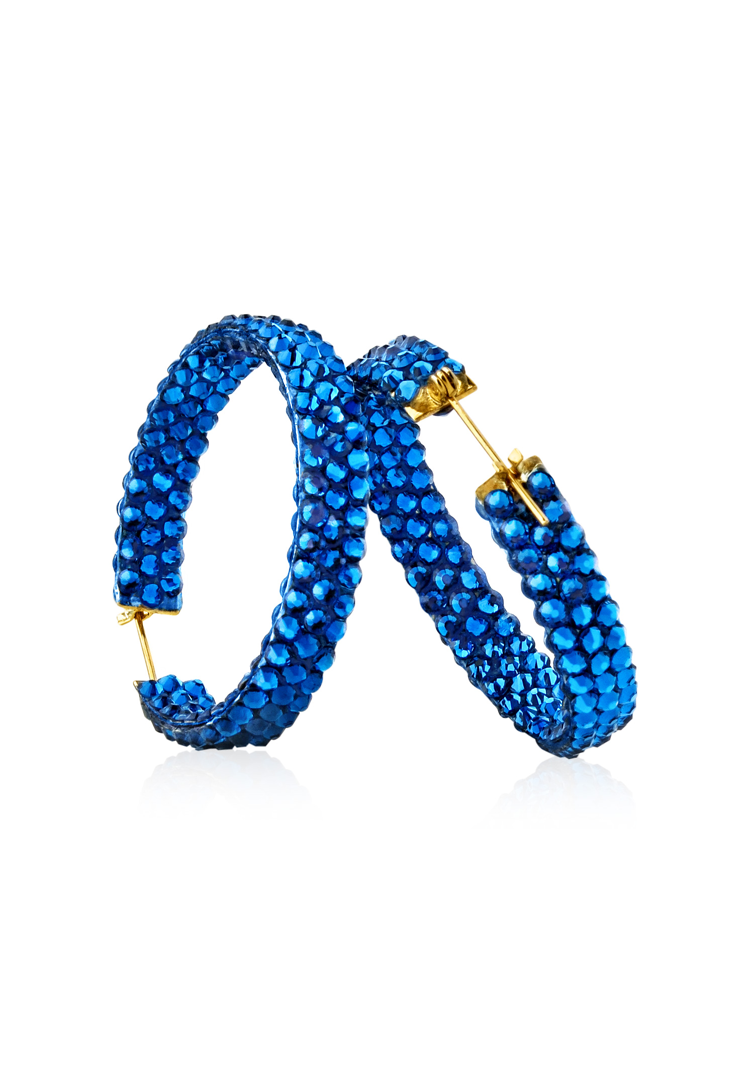 Hermosa Crystal Hoop Earrings JC3R Capri Blue-Capri Blue