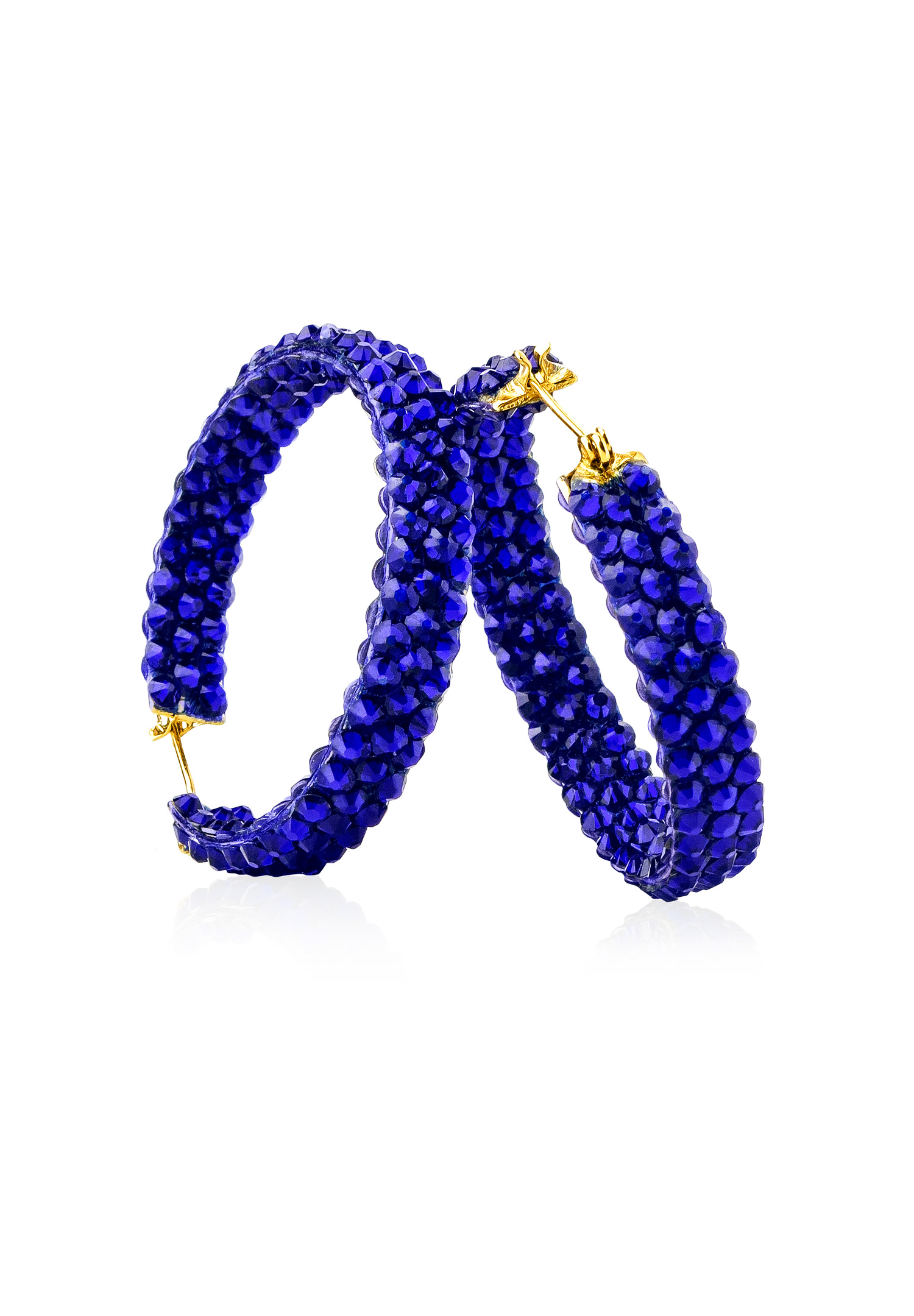 Hermosa Crystal Hoop Earrings JC3R Cobalt-Cobalt