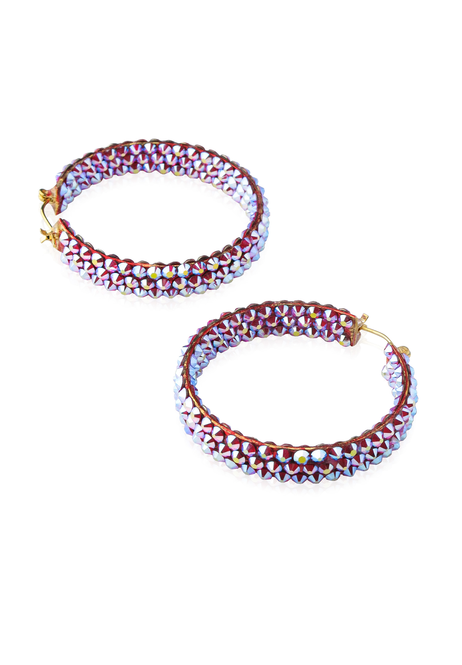 Hermosa Crystal Hoop Earrings JC3R Light Siam AB | Rhinestone Jewelry