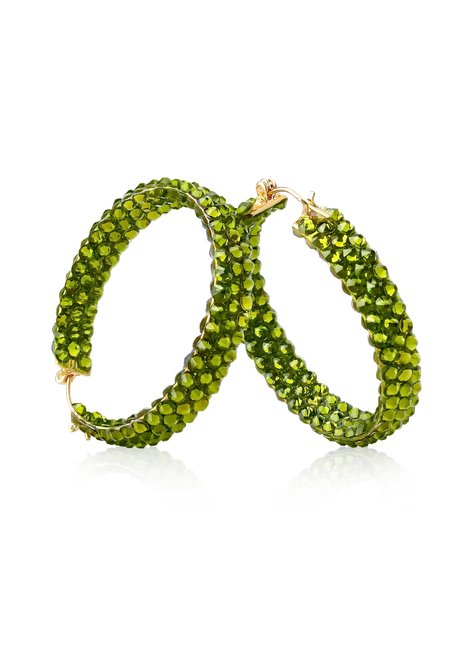 Hermosa Crystal Hoop Earrings JC3R Olivine-Olivine