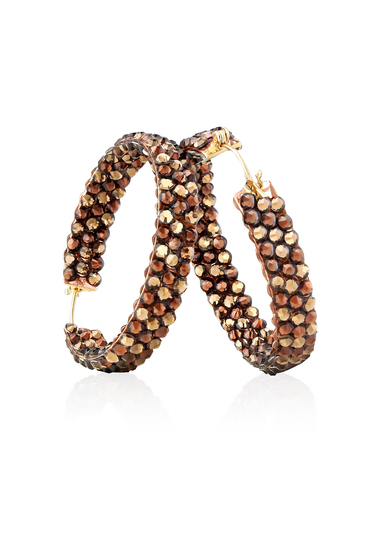 Hermosa Crystal Hoop Earrings JC3R Smoke Topaz & Light Col Topaz-Smoke Topaz / Light Colordo Topaz