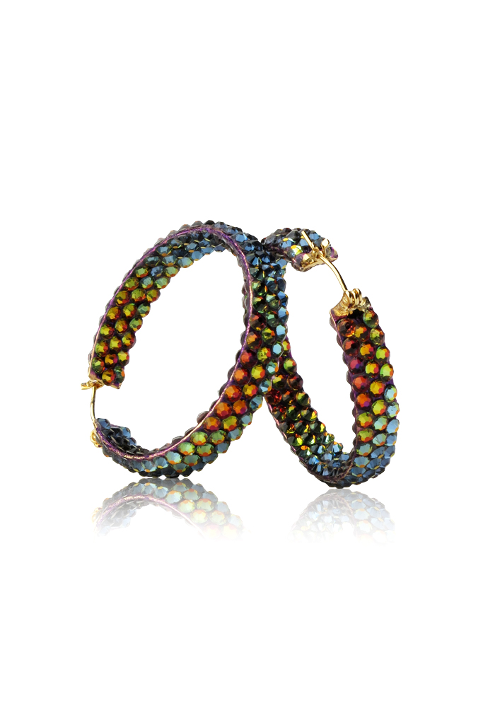 Hermosa Crystal Hoop Earrings JC3R Volcano-Volcano