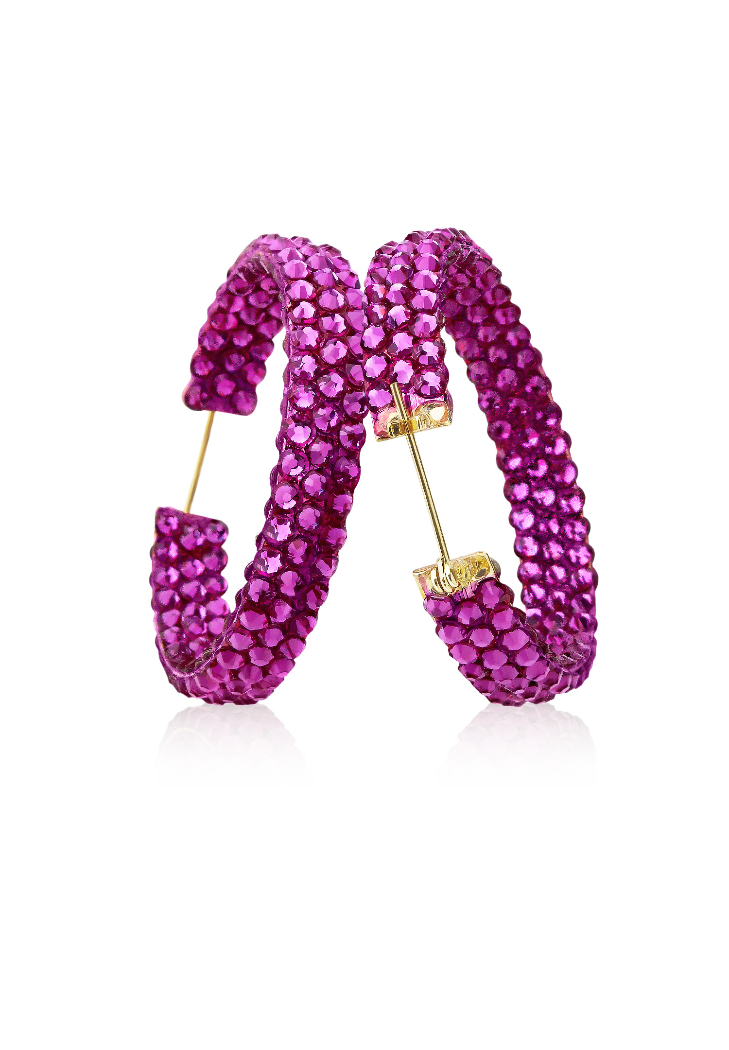 Hermosa Crystallized Hoop Earrings JC3R-Fuchsia