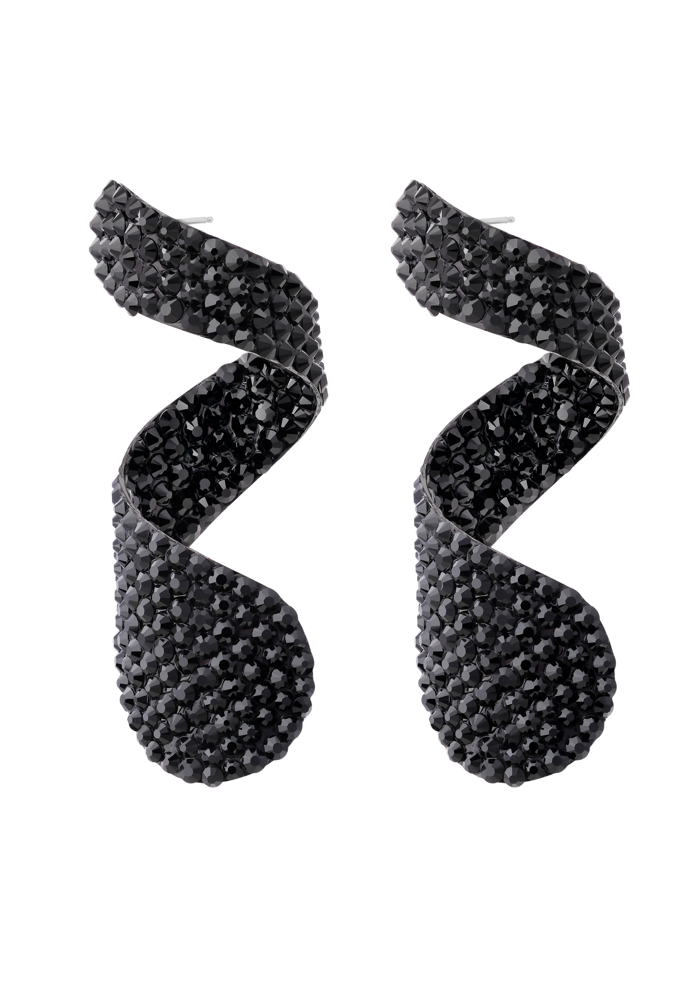 Jet Spiral Earrings-Jet