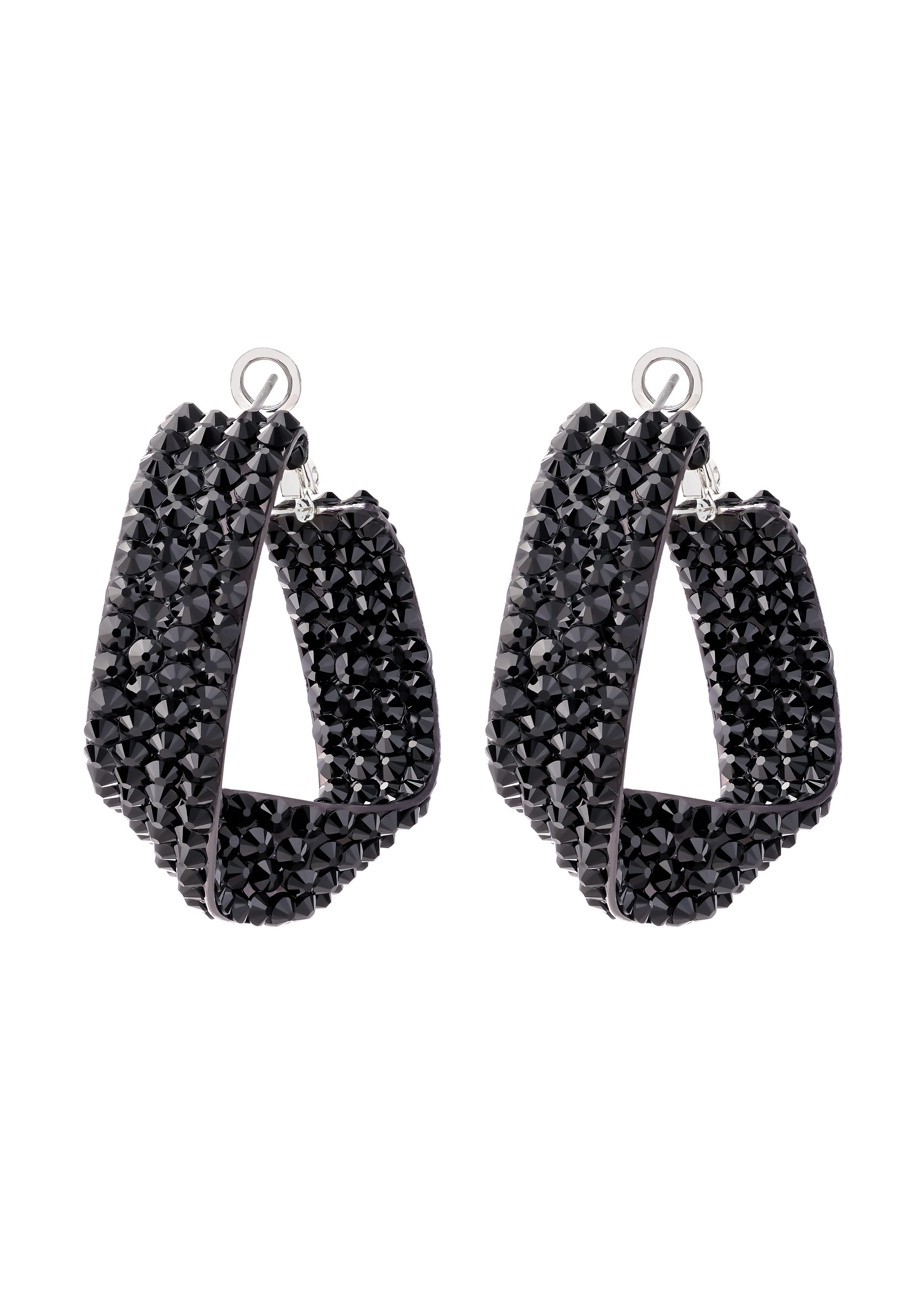 Jet Twist Hoop Earrings-Jet