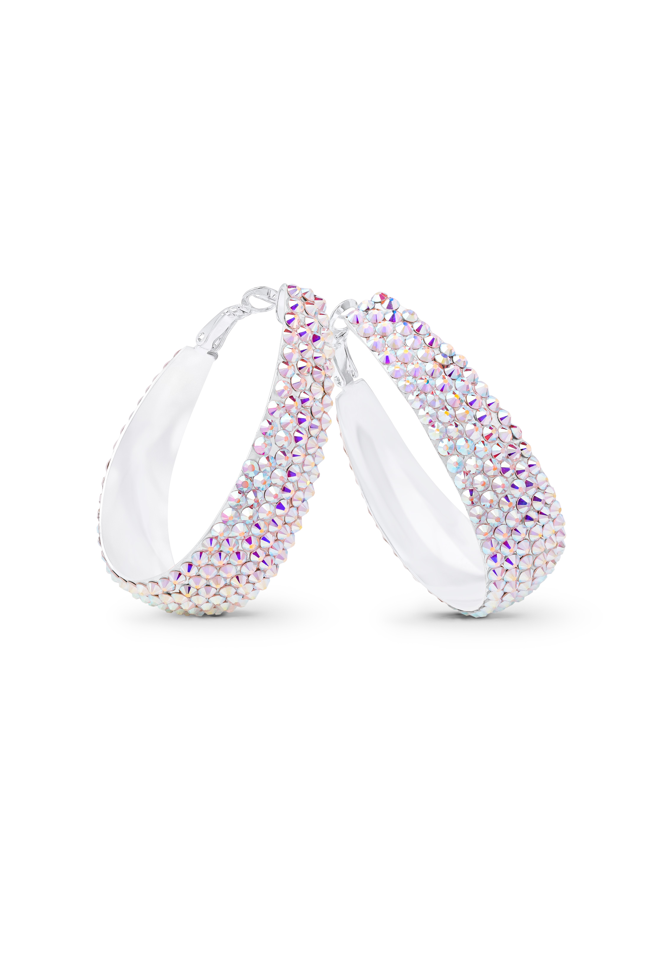 Oval Hoop Earring-Crystal AB