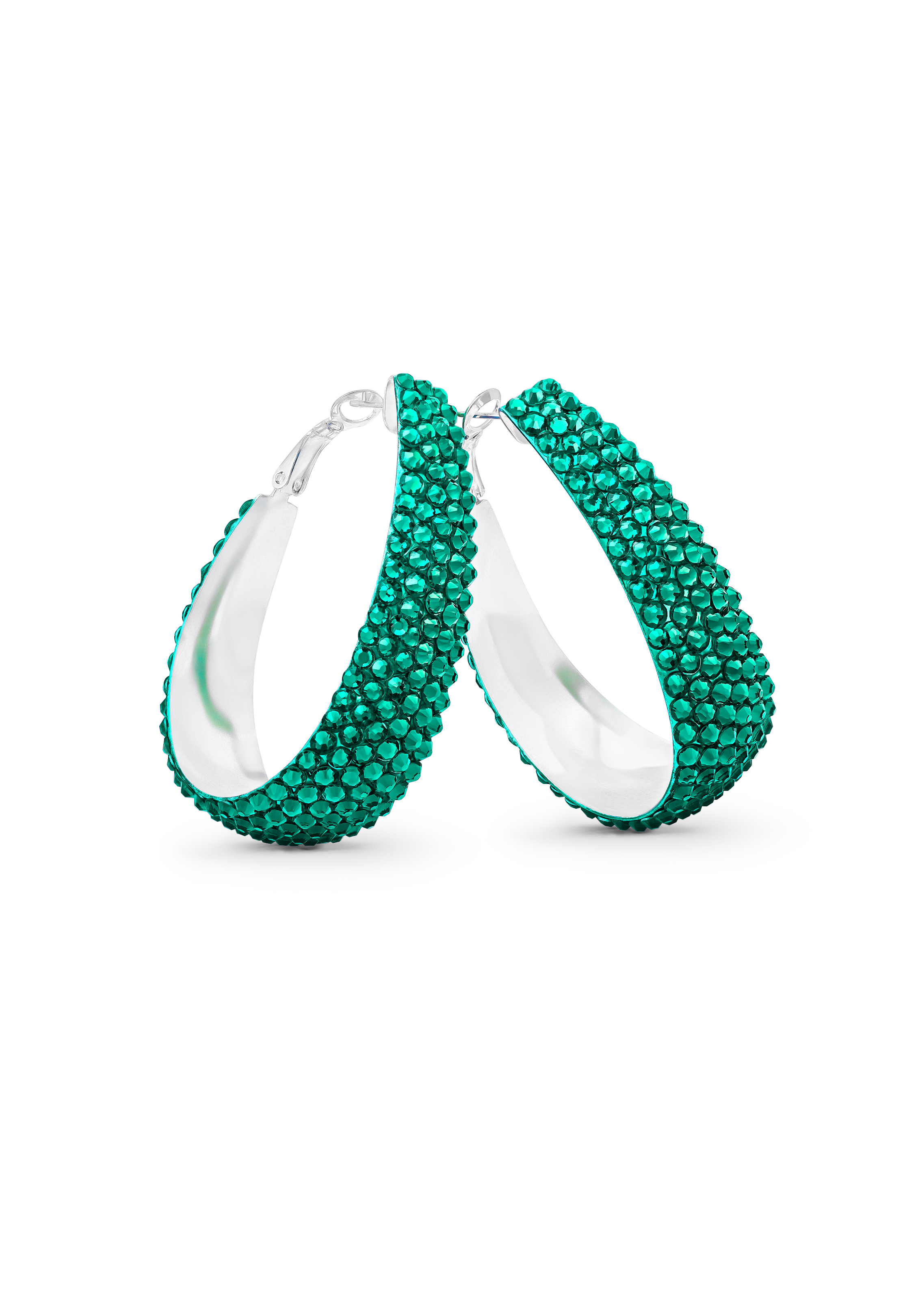 Oval Hoop Earring-Emerald