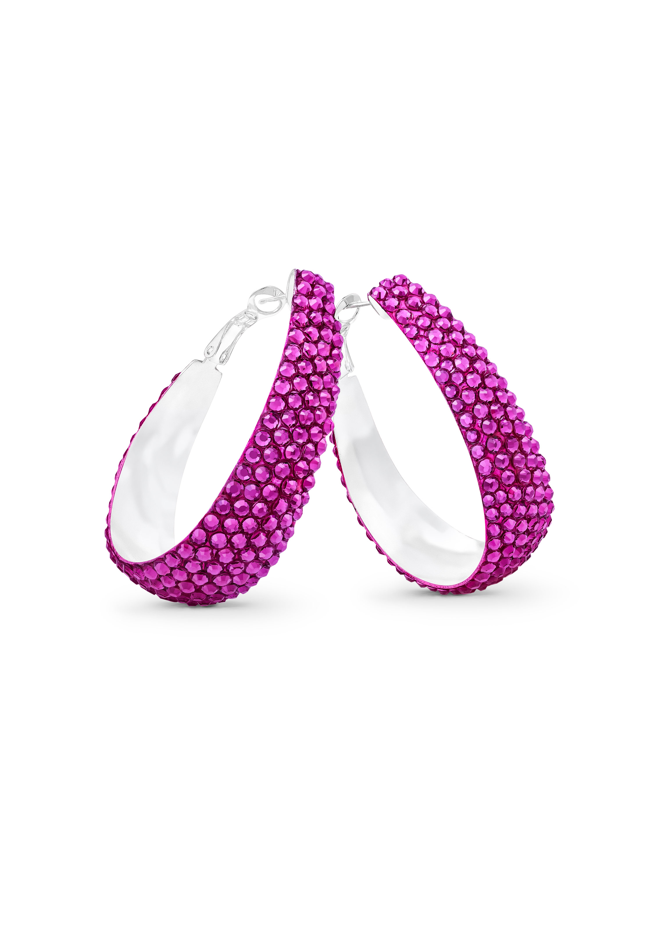 Oval Hoop Earring-Fuchsia