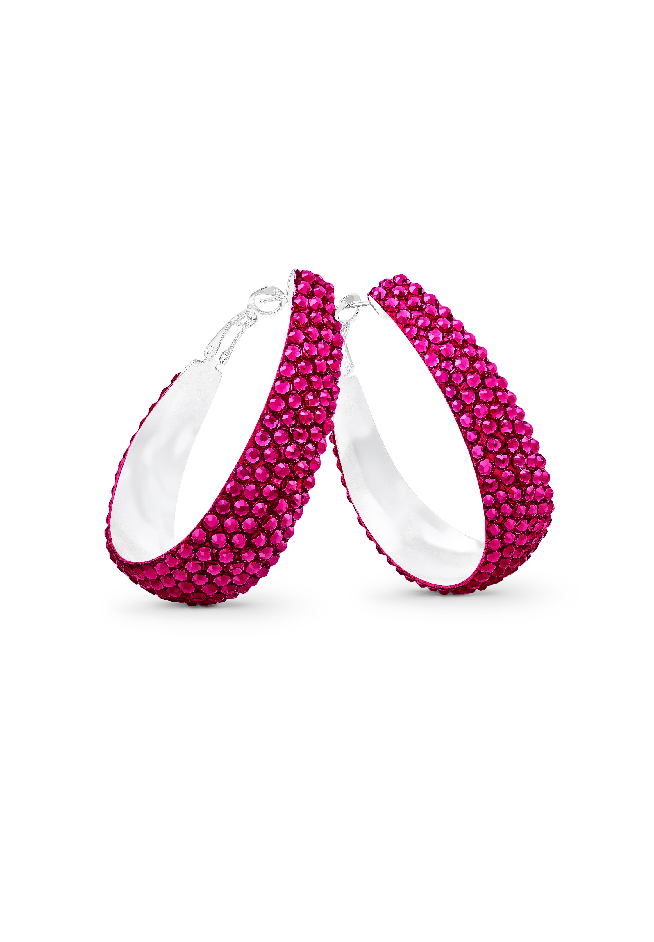 Oval Hoop Earring-Ruby
