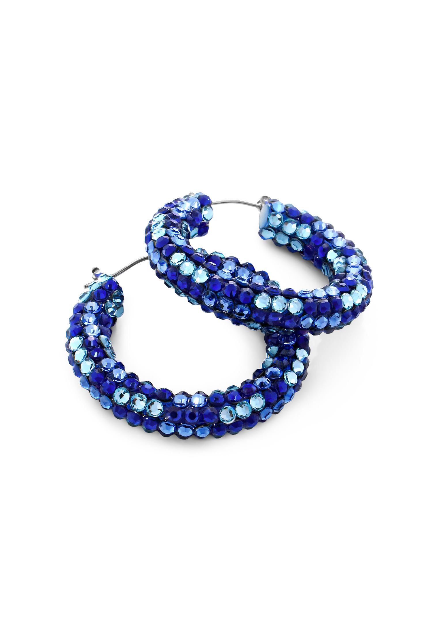 Raeka Mix Crystal Hoop Earrings HE PE CBAQLTSP-Cobalt / Aquamarine / Light Sapphire