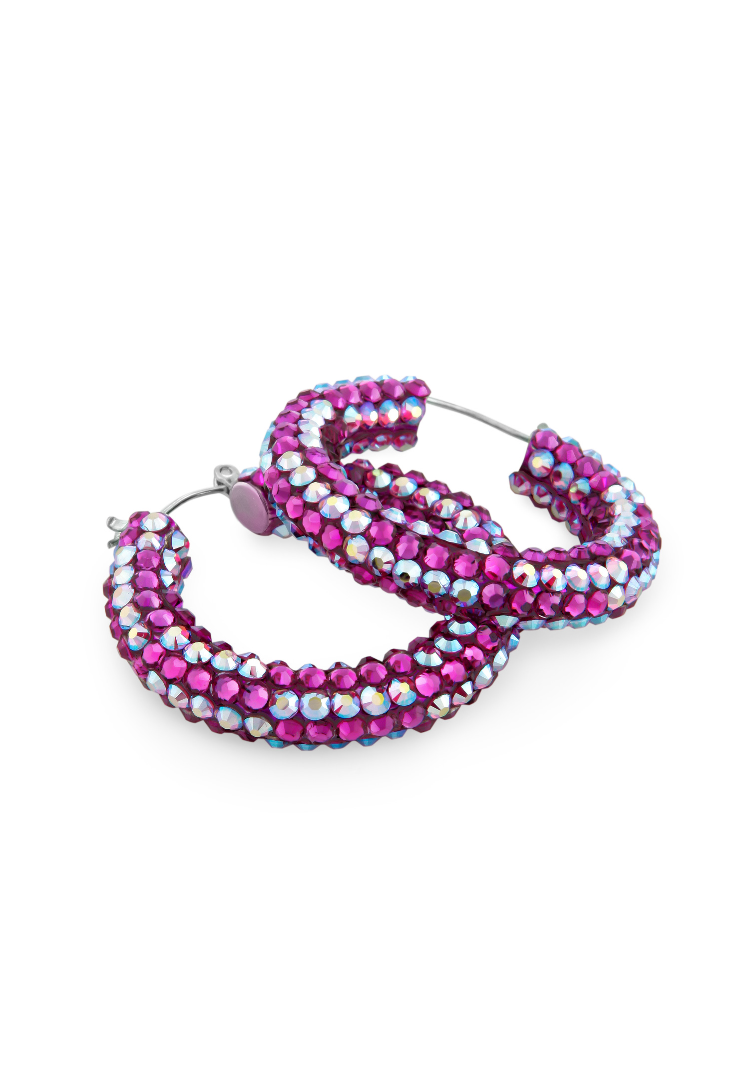 Raeka Mix Crystal Hoop Earrings HE PE FSCAB-Fuchsia / Crystal AB