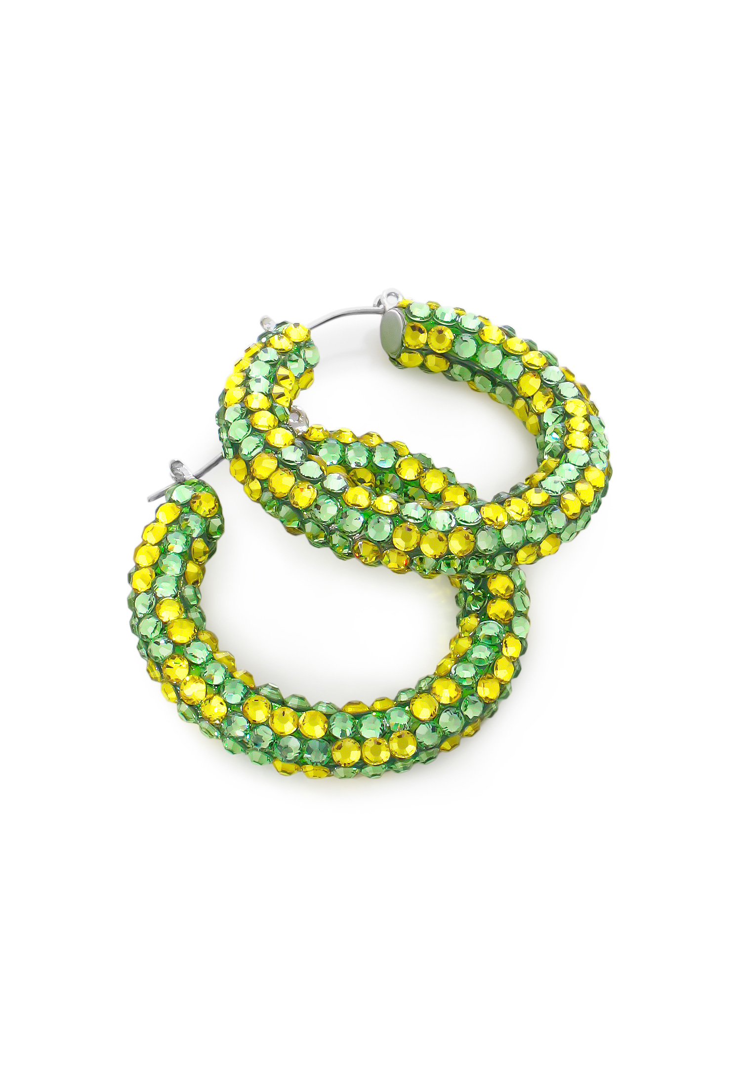 Raeka Mix Crystal Hoop Earrings HE PE PRCR-Peridot / Citrine