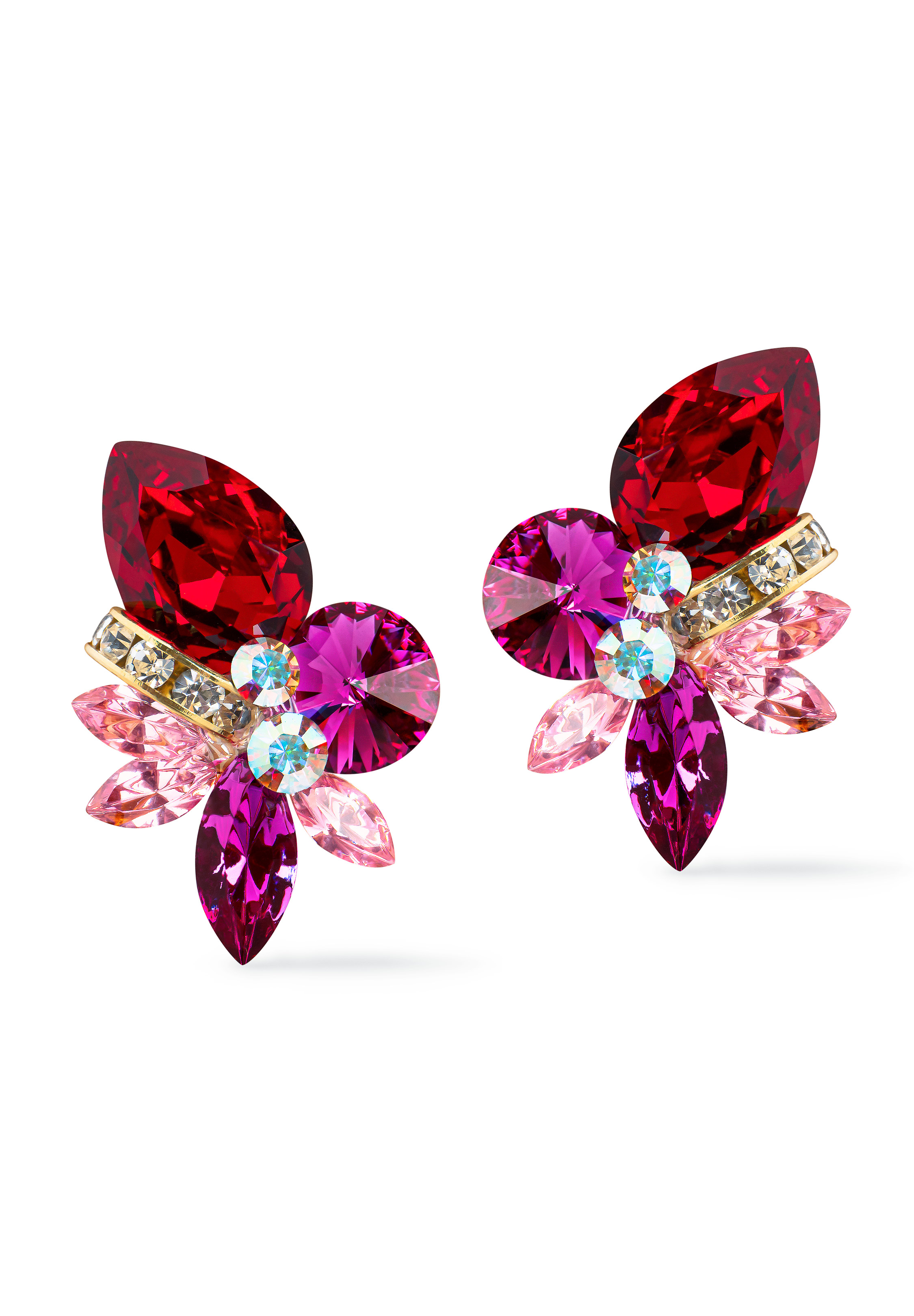 Rhinestone Earring 2037 FURB-Fuchsia / Ruby