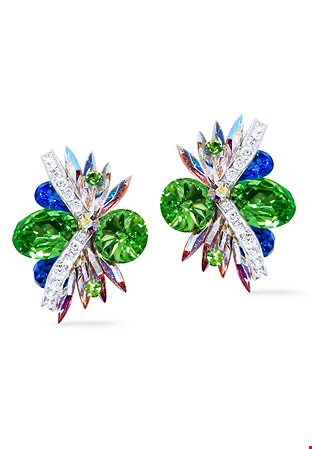 Rhinestone Earring 2067 PRCAB-Peridot / Sapphire