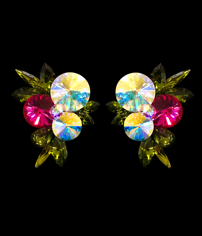 Rhinestone Earring 2070 Crystal AB & Fuchsia-Crystal AB / Fuchsia 
