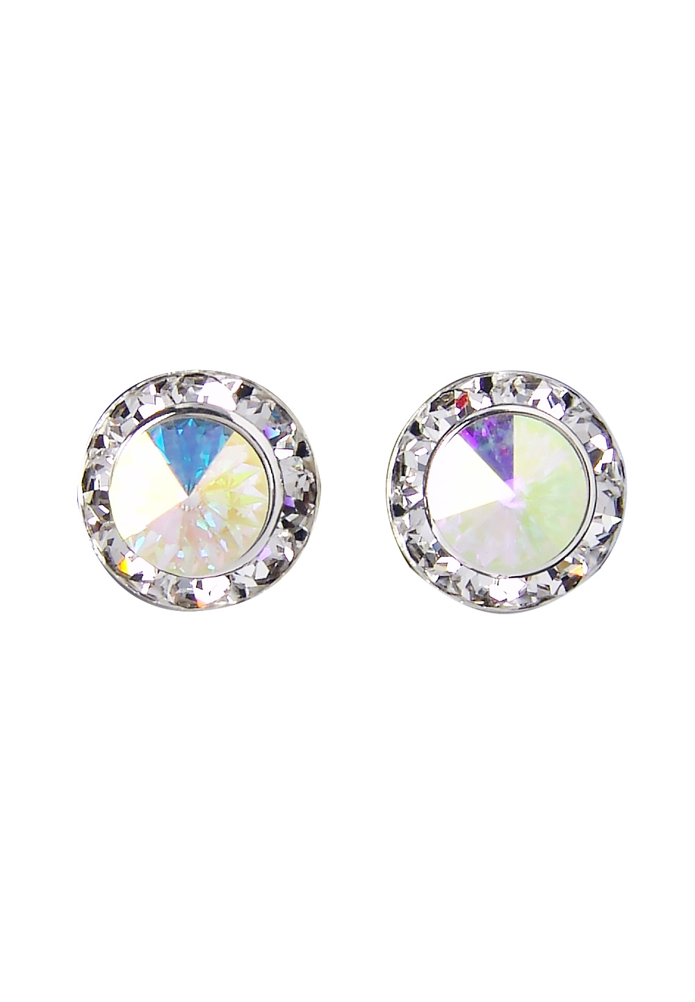 Rhinestone Earring Button CAB-Crystal AB