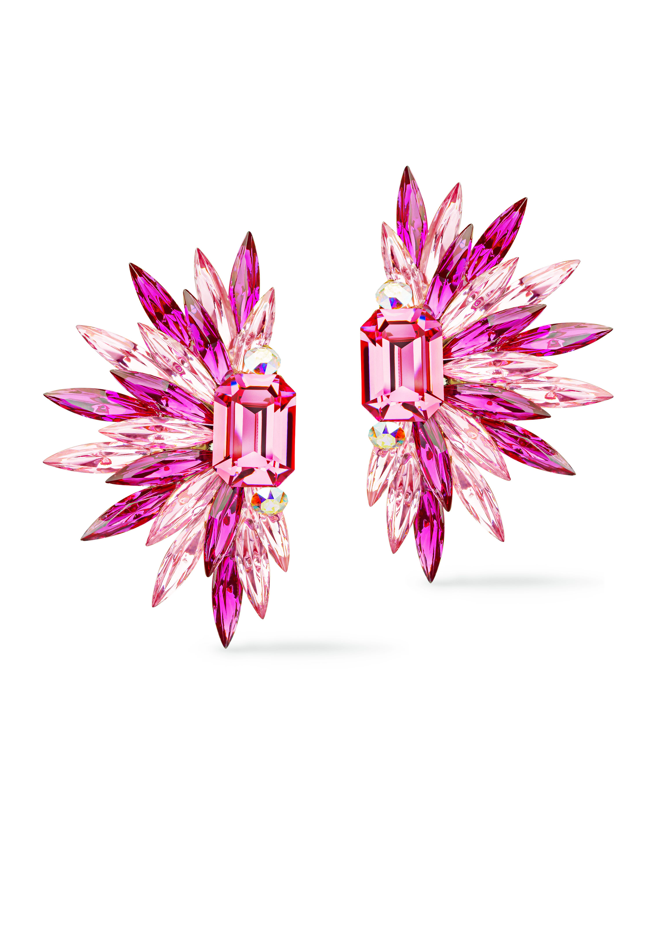 Rhinestone Earring 204131 FCLR-Fuchsia / Light Rose
