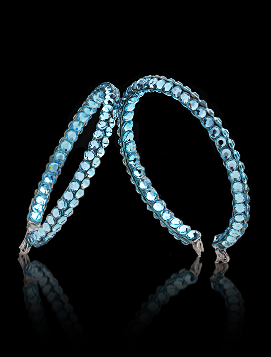 Calista Rhinestone Hoop Earrings Aquamarine-Aquamarine