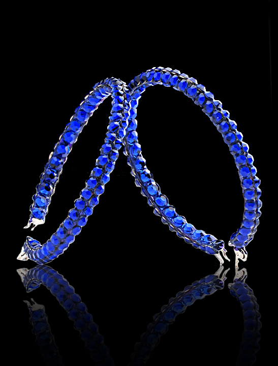 Calista Rhinestone Hoop Earrings Cobalt Blue-Cobalt Blue