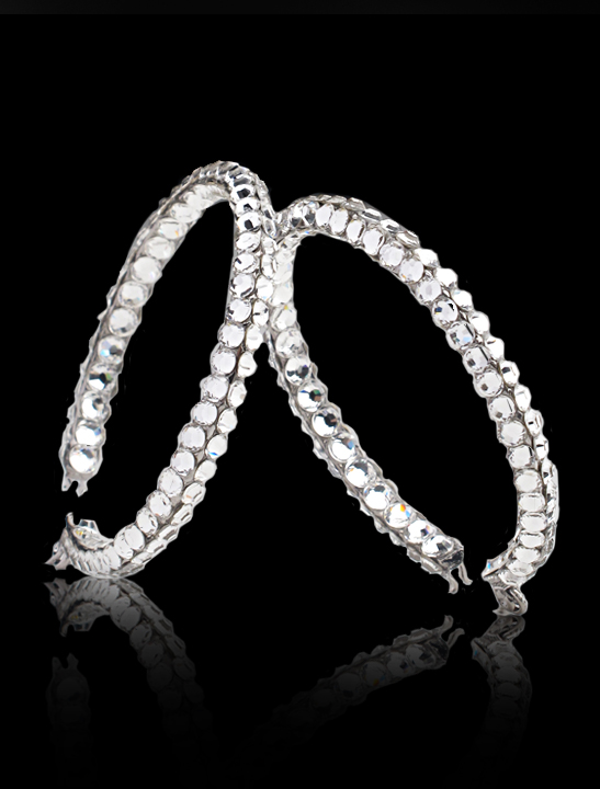 Calista Rhinestone Hoop Earrings Crystal-Crystal