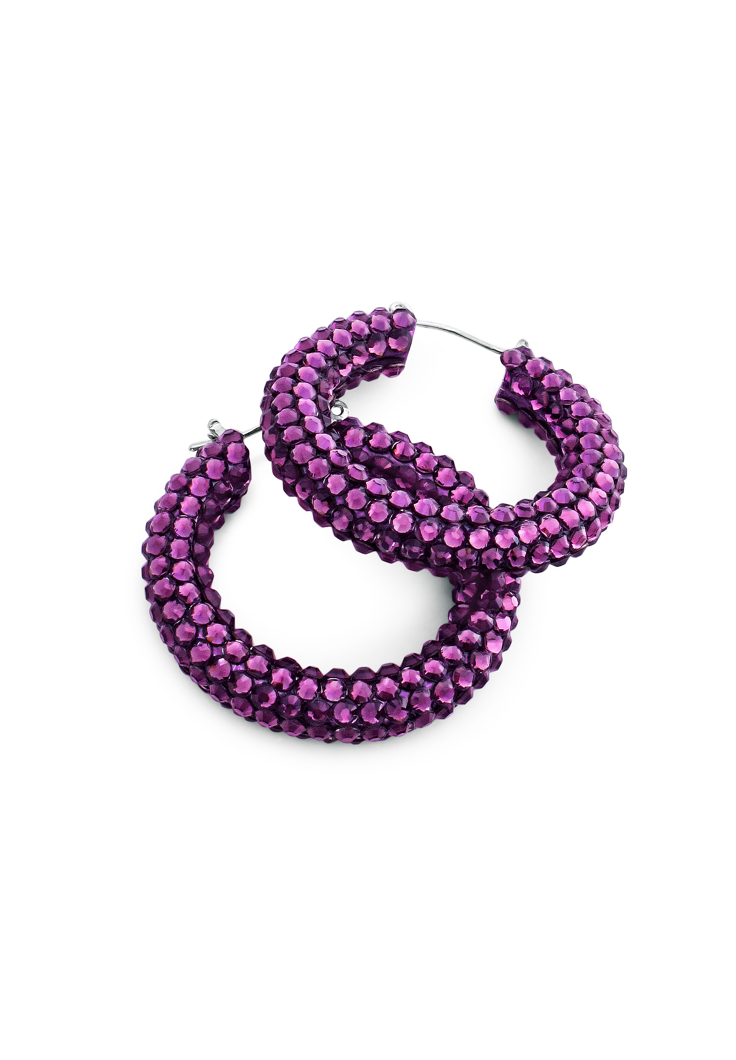Shaina Crystallized Hoop Earrings-Amethyst