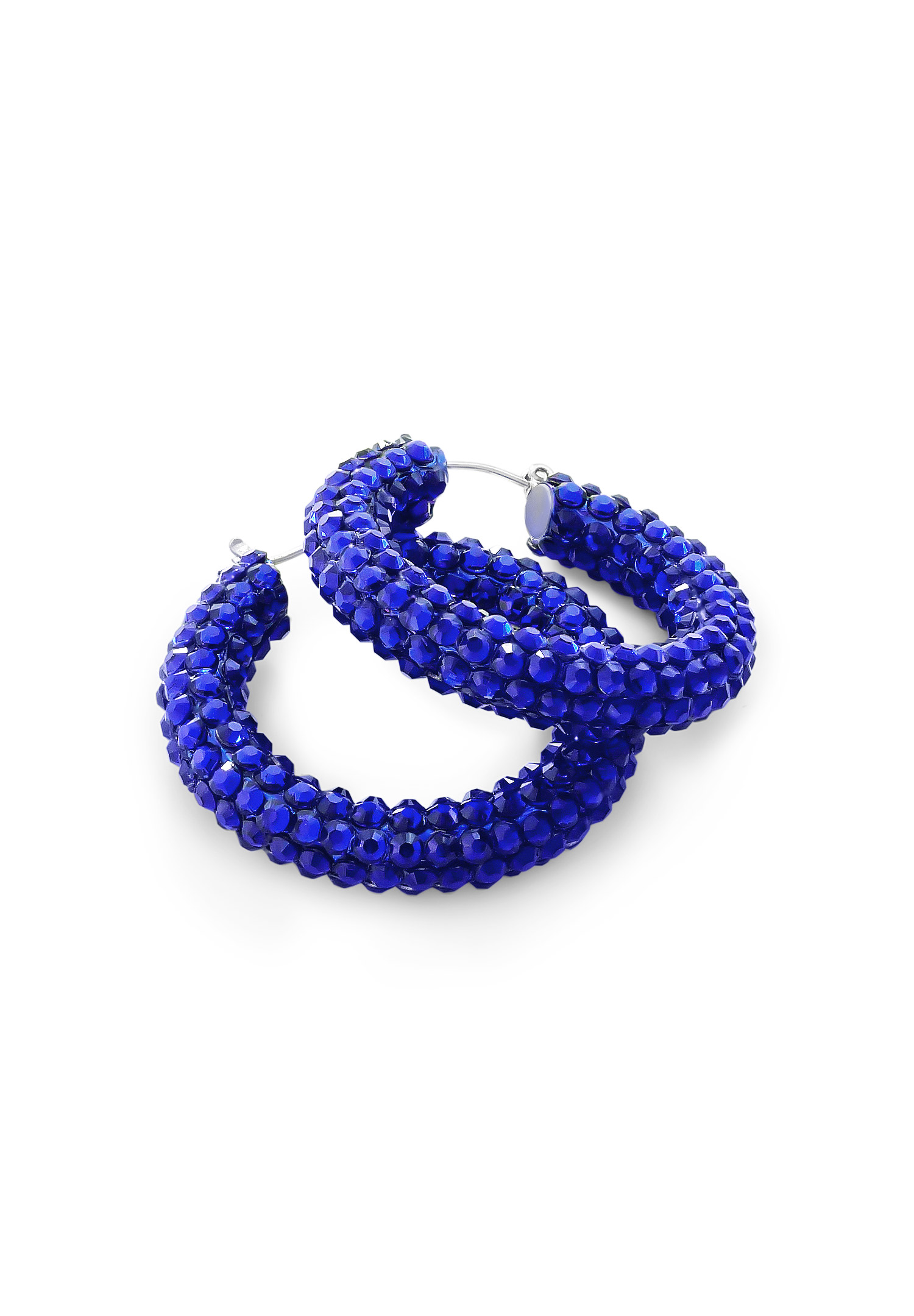 Shaina Crystallized Hoop Earrings-Cobalt