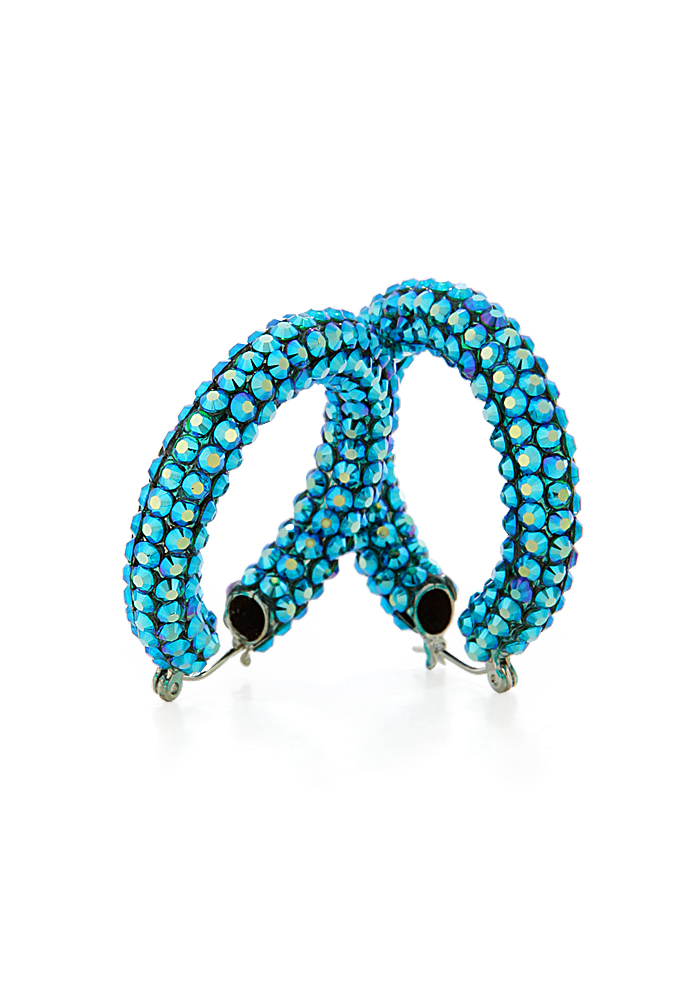Shaina Rhinestone Hoop Earrings HE/XS PE Blue Cobalt AB-Cobalt AB