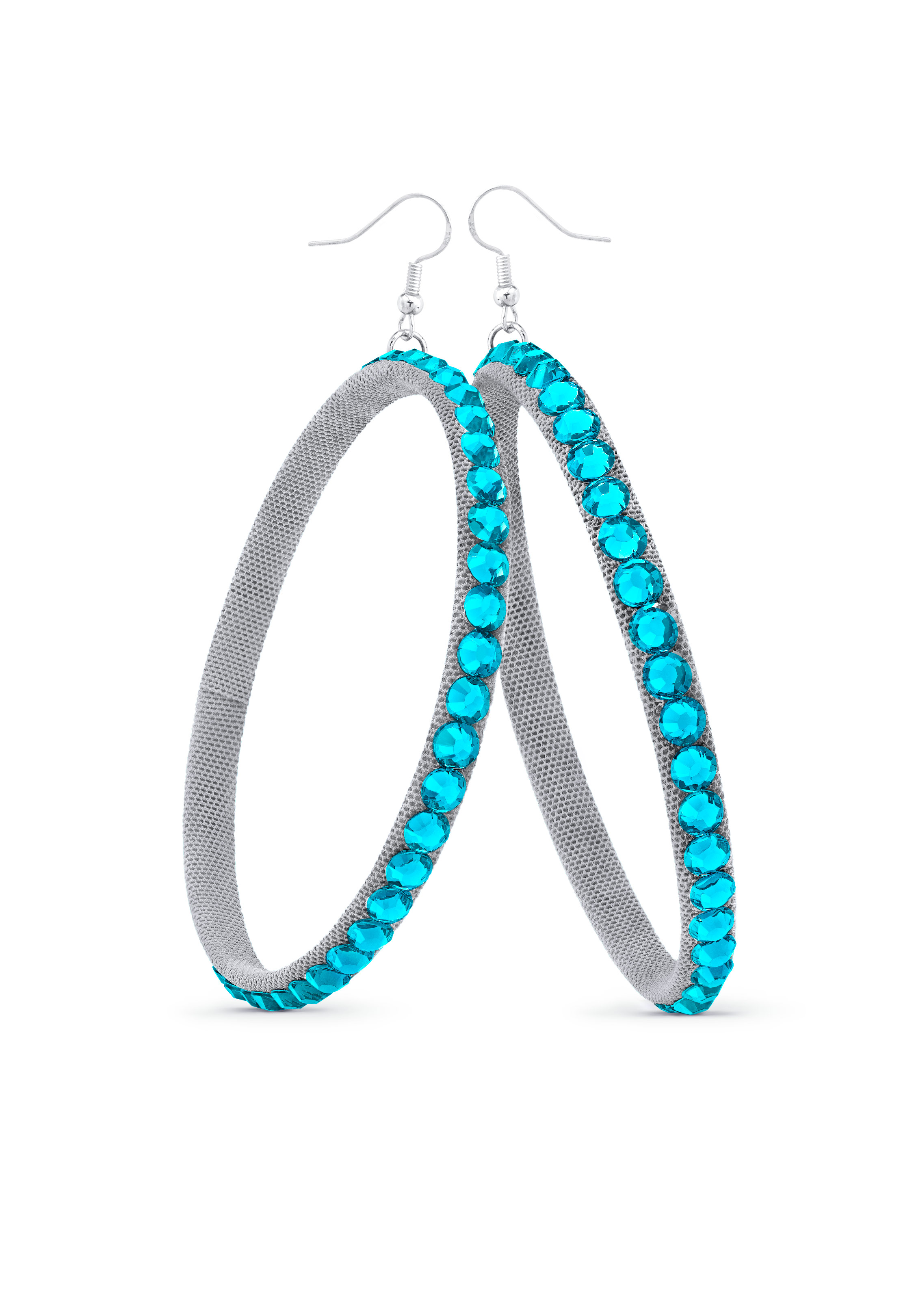 TEST - Soft Hoop Earring-Blue Zircon-Silver