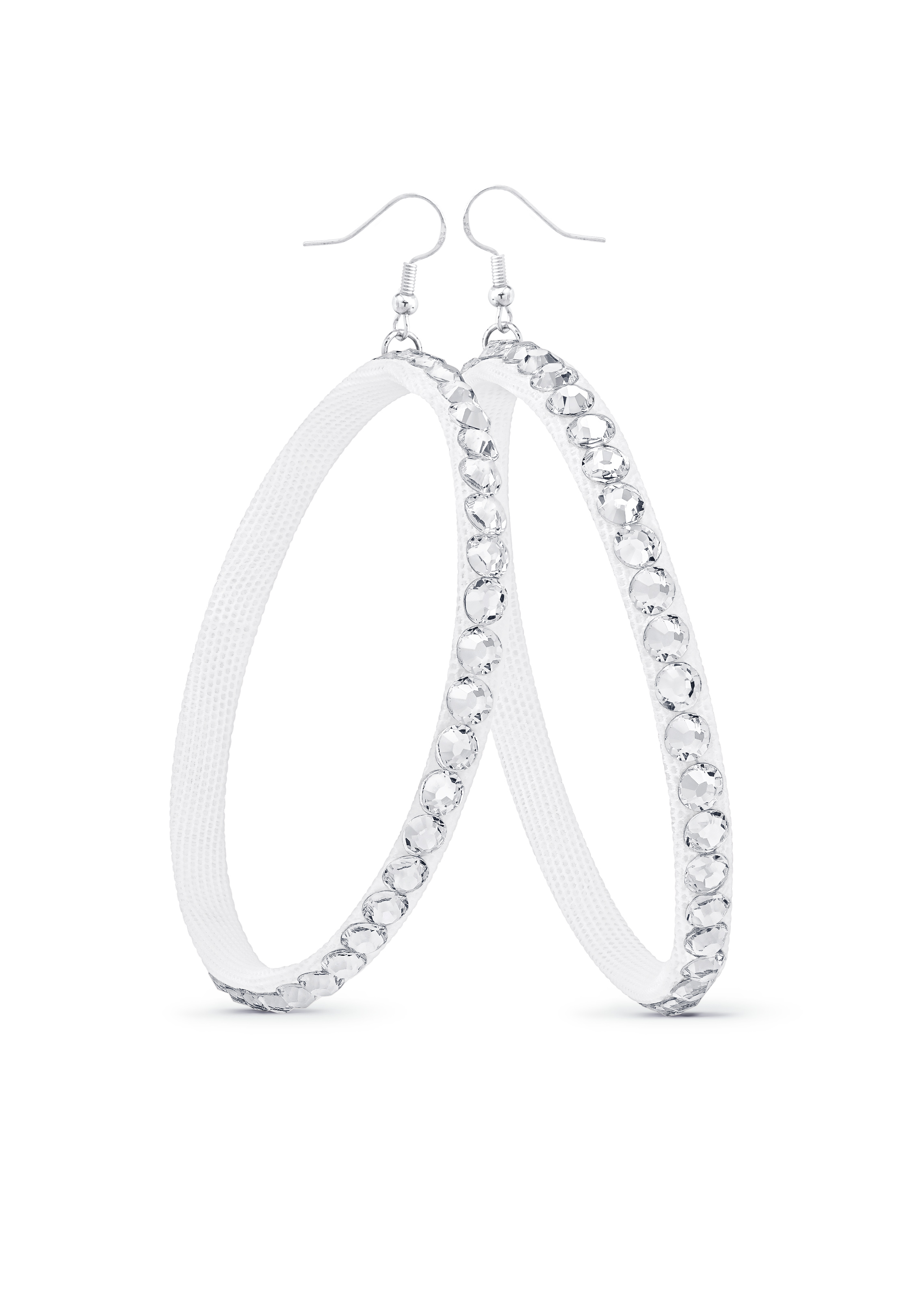 TEST - Soft Hoop Earring-Crystal-White
