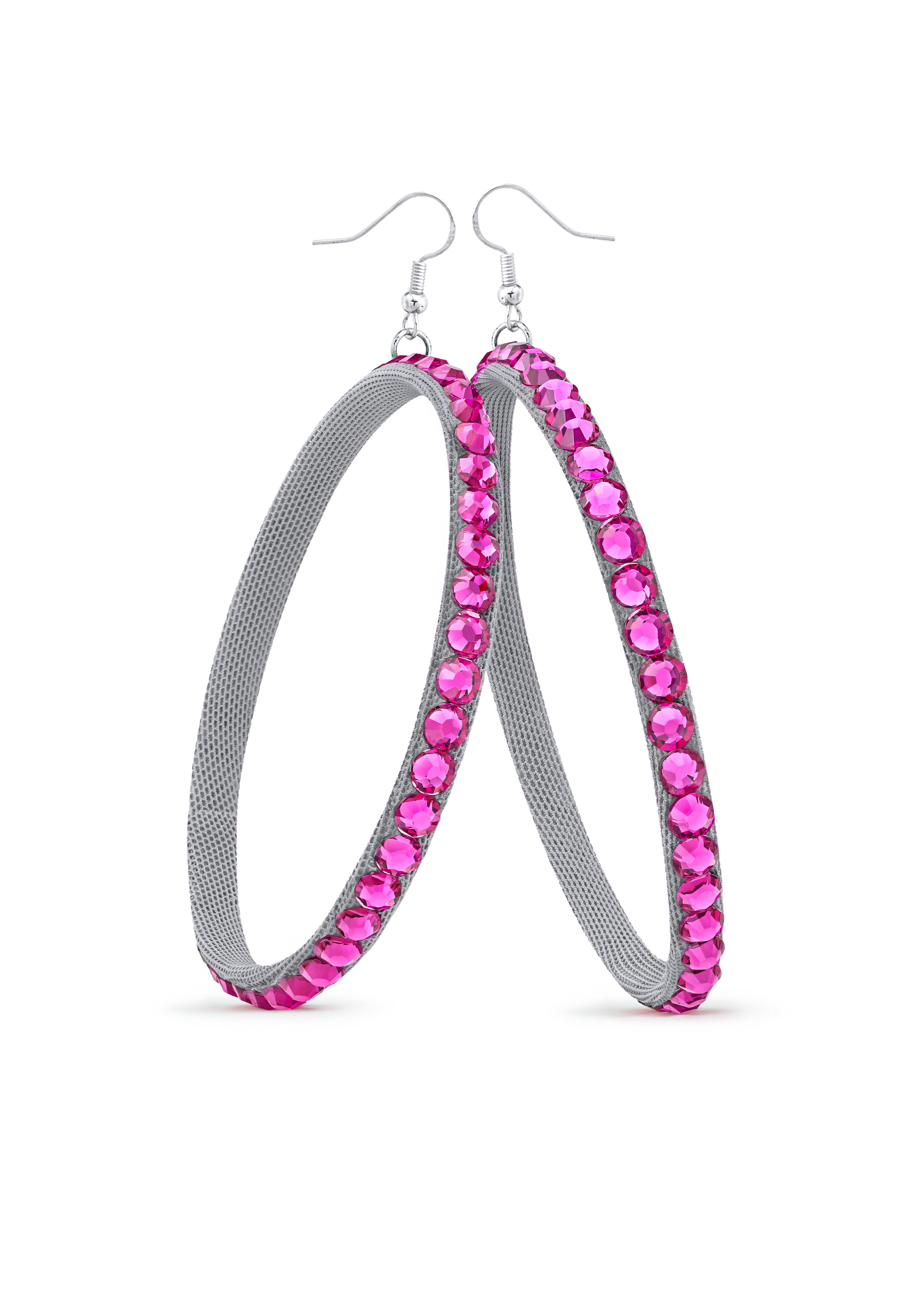 TEST - Soft Hoop Earring-Fuchsia-Silver