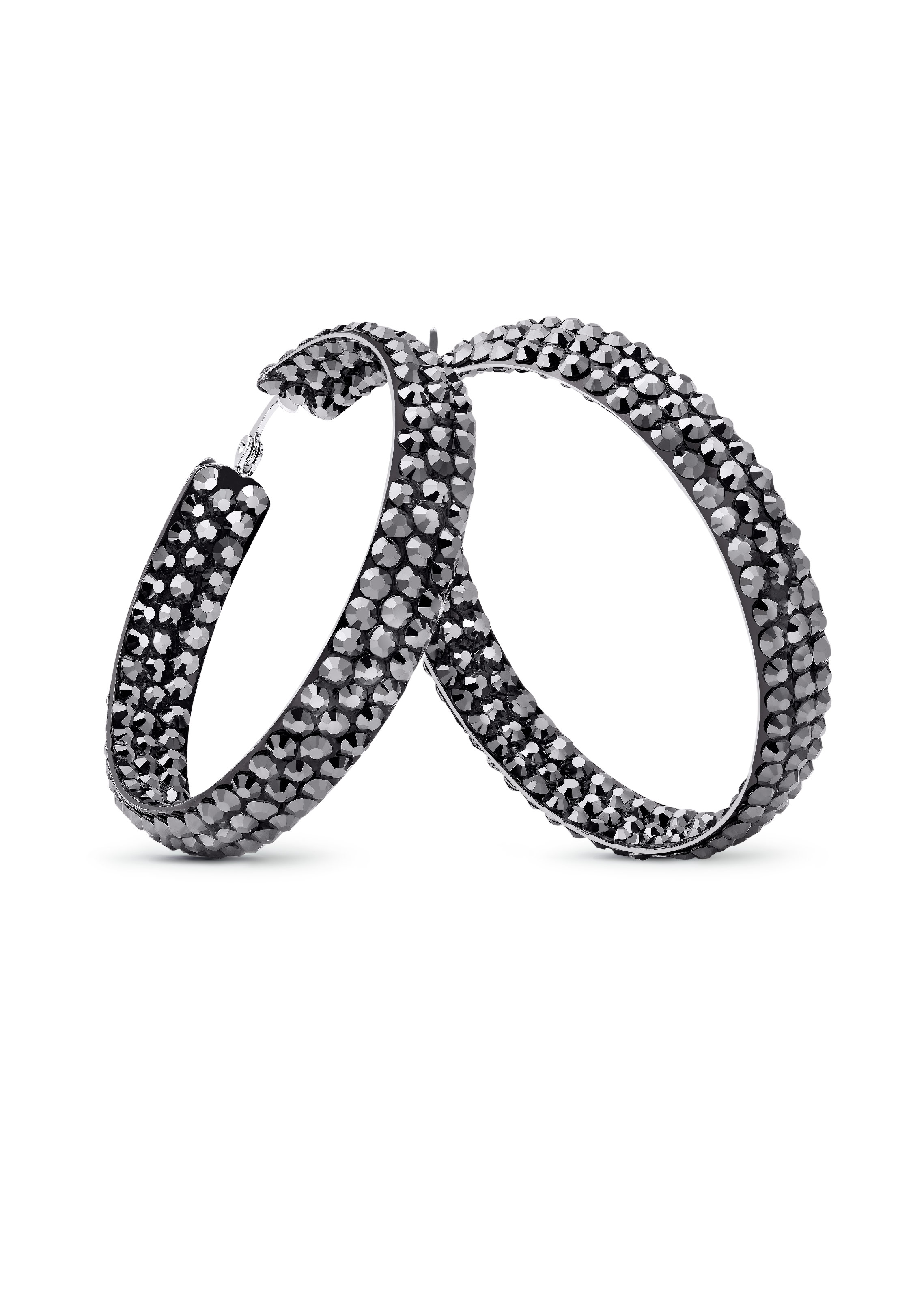 Triple Sparkle Earrings-L (2 x 2 inch)-Jet Hematite