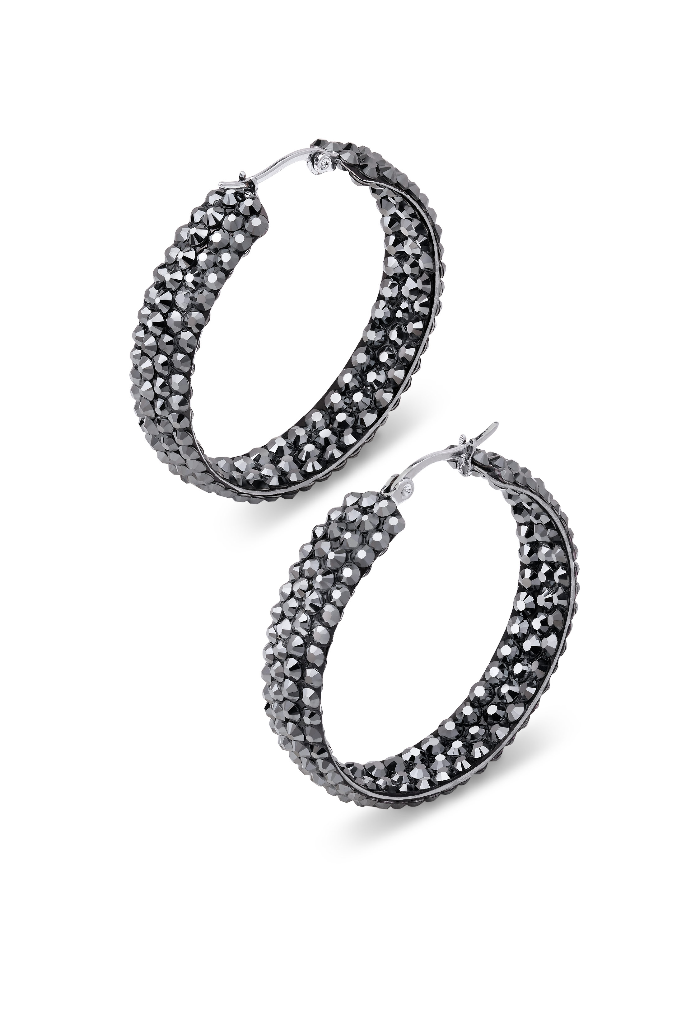 Triple Sparkle Earrings-M (1.5 x 1.5 inch)-Jet Hematite